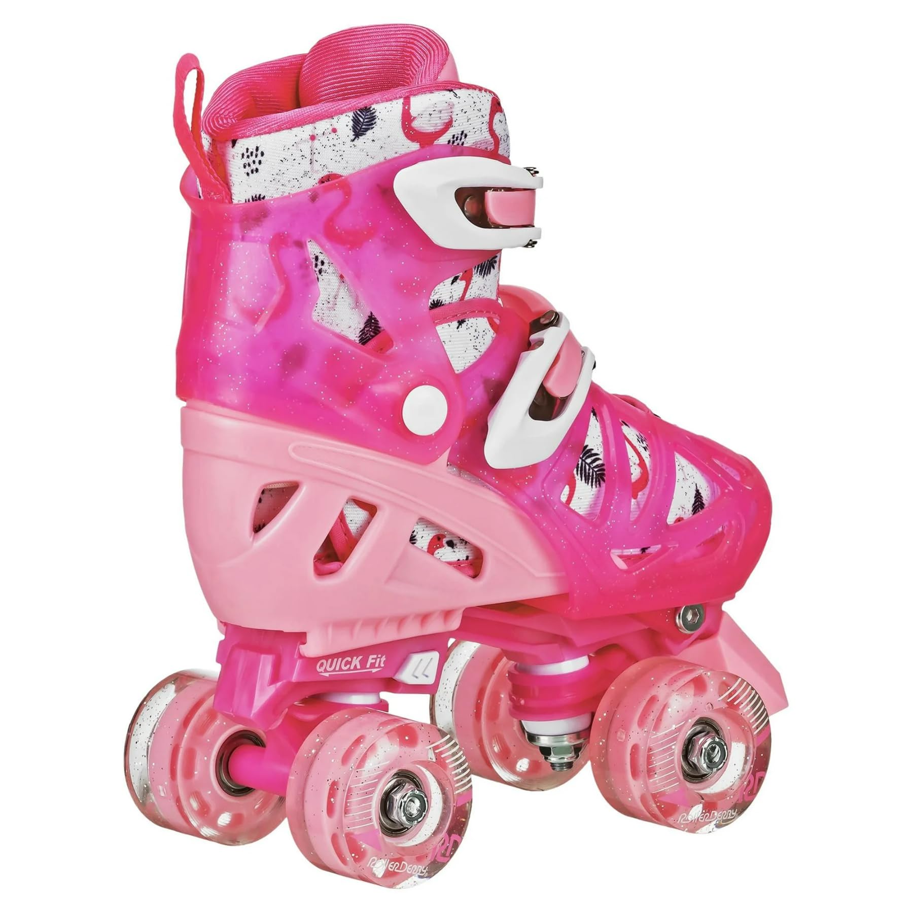 Roller Derby LTX500 Girl's Adjustable Roller Skates, Pink Flamingo, (3-6)