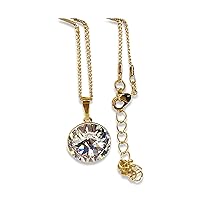 Round Pendant Necklace with Austrian Crystal - Hypoallergenic Jewelry - Wedding Bridesmaid's Mother's Day Christmas Holiday Gift for Her - Elis, 17 inches