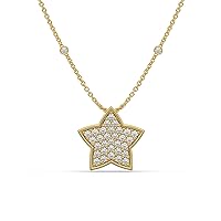 Moissanite Round Brilliant Cut 0.93TCW Colorless Diamond Star Shape Pendant Gift For Wedding With 10K Yellow Gold