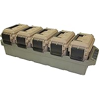MTM AC5C 5-Can Ammo Crate Mini, Convenient size, Store 650 rounds of 9mm bulk ammo, Stackable, easy carry and transport of multi-caliber ammo, Rugged tactical carrying crate