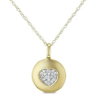 Kobelli Diamond Accented Heart Tag Necklace, 10k Yellow Gold, 18in
