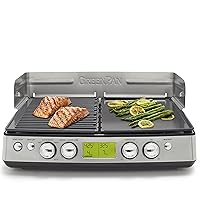 GreenPan Elite XL Smoke-less Grill and Griddle, Healthy Ceramic Nonstick Interchangeable/Removeable Cast Aluminum Plates, Indoor BBQ Sear Sizzle, LCD Display, Splash Guard, Drip Tray, PFAS-Free, Black