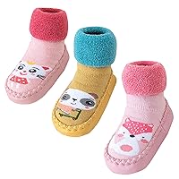 Happy Cherry 3 Pairs Baby Cotton Shoes Socks Anti-slip Cartoon Socks