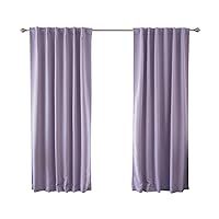 Best Home Fashion Premium Blackout Curtain Panels - Solid Thermal Insulated Window Treatment Blackout for Bedroom - Back Tab & Rod Pocket – Lavender - 52