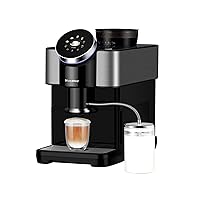 Dr.coffee H2 Fully Automatic Coffee Machine, Espresso Coffee Maker With Milk Frother, Detachable Water Tank and Bean Hopper, Round Touch Screen for Home, Onyx Black/Cream White(Onyx Black)