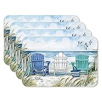 CounterArt Chairs by The Sea 4 Pack Reversible Easy Care Flexible Plastic Placemats Made in The USA BPA Free Easily Wipes Clean Multicolor
