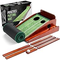Palladium Golf Putting Mat for Indoors - Indoor/Outdoor Putting Green with Ball Return, Realistic Surface Golf Putting Mat, Lay-Flat Technology, 2 Hole Training, 10 Feet, Practice at Home or Office.