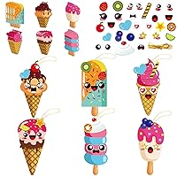 30 Packs Ice Cream Craft Kits for Kids Summer DIY Sweets Sticker Art Craft Set for Early Education Home Class Day-Care Fun Game Activities Summer Party Favors