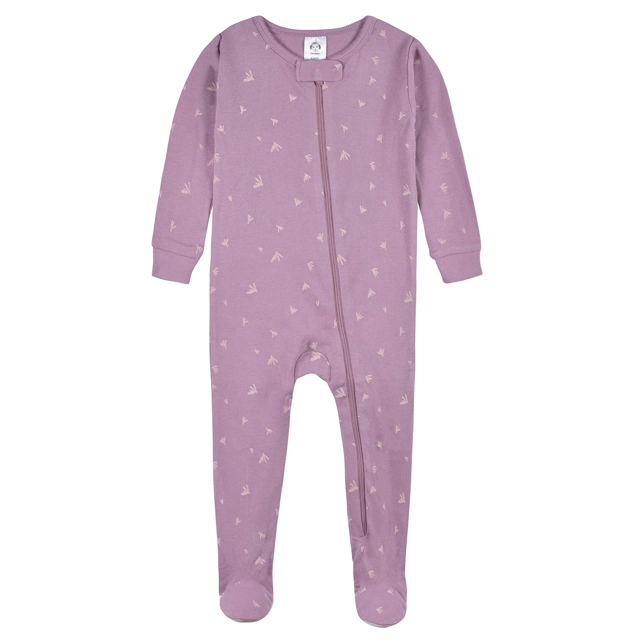 Gerber Baby Girls' 2-Pack Footed Pajamas