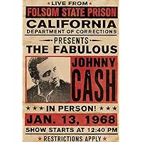 Johnny Cash Concert Poster 11 X 16 - Legendary 1968 Folsom State Prison Performance - Outlaw Country - Legendary American Music - Original Artwork - Rare Art Print