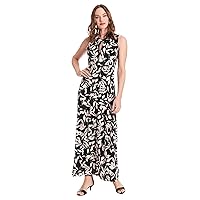 London Times Sleeveless Jewel Neck Pleat Tuck Maxi Plus Sizes | Summer Dresses for Women