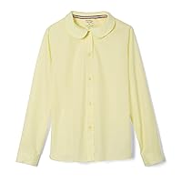 French Toast Girls' Long Sleeve Woven Shirt with Peter Pan Collar (Standard & Plus)