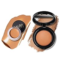LAURA GELLER NEW YORK Cancel & Perfect Duo - Cancel-n-Conceal Color Corrector + Baked Blurring + Setting Powder, Tan/Deep