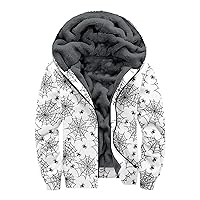 Hoodies For Men Zip Up 3D Graphic Printed Full Zip Hoodies Heavyweight Fleece Jacket Warm Thick Winter Sweatshirt