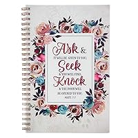 Christian Art Gifts Notebook Ask Seek Knock Matthew 7:7 Bible Verse Inspirational Writing Notebook Gratitude Prayer Journal Flexible Cover 128 Ruled Pages w/Scripture, 6 x 8.5 Inches