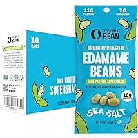 Crunchy Dry Roasted Edamame Snacks (Sea Salt), Keto Snack Food, High Protein (11g) Healthy Snacks, Low Carb Gluten Free Office Vegan Food 100 Calorie Snack Pack, 0.9oz 10 Pack