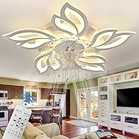 26.8'' Ceiling Fans with Lights, Modern Dimmable Ceiling Fans, Petal Chandelier Ceiling Fans with 6 Speeds and Remote Control for Kitchen Living Room Bedroom Dining Room