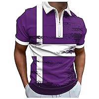 Mens Athletic Golf Polo Shirts Short Sleeve Quarter Zip Blouse Shirts Casual Slim Sports Workout Muscle Shirts