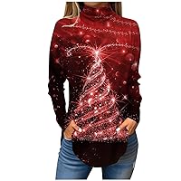 Women's Christmas Shirts Tee Fall Casual Long Sleeve Shirts Printed Top Party Pullover, S-3XL