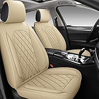 LINGVIDO Waterproof Faux Leather Automotive Seats Covers, Sport Cushion Protector for Cars & SUV Trucks Universal Fit Carseat Protector (Full Set, Beige)