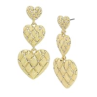 Steve Madden Womens Jewelry Heart Rhinestone Swag Earrings