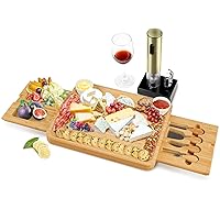 Secura Wine and Cheese Board Set, Electric Wine Opener for Party, Valentine's Day, Housewarming, Wedding
