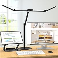 Micomlan Architect Desk Lamp with Atmosphere Lighting, Adjustable Led Desk Light for Home Office with Base, 24W Bright Auto Dimming Table Light with Rotatable Swing Arm for Workbench Computer
