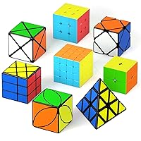 Vdealen Speed Cube Set, Magic Cube Pack of 2x2 3x3 4x4 Pyramid Skewb Ivy Dino Puzzle Cube Bundle, Christmas Birthday Party Toy Gifts for Kids Teens Adults (8 Pack)