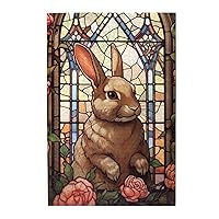Rabbit Wooden Jigsaw Puzzle 1000 Piece Surprise for Family Home Decor Art Puzzle,Unique Birthday Present Suitable for Teenagers and Adults for Kid,29.5 X 19.6 Inch