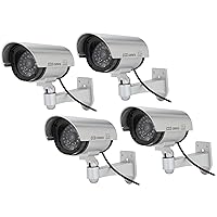 Rosewill Fake Security Surveillance CCTV Dummy Camera (4-PK), with LED Light & Warning Security Alert Sticker