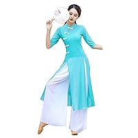 Women's Traditional Cheongsam Style Half Sleeved Dress+Inner Camisole Set