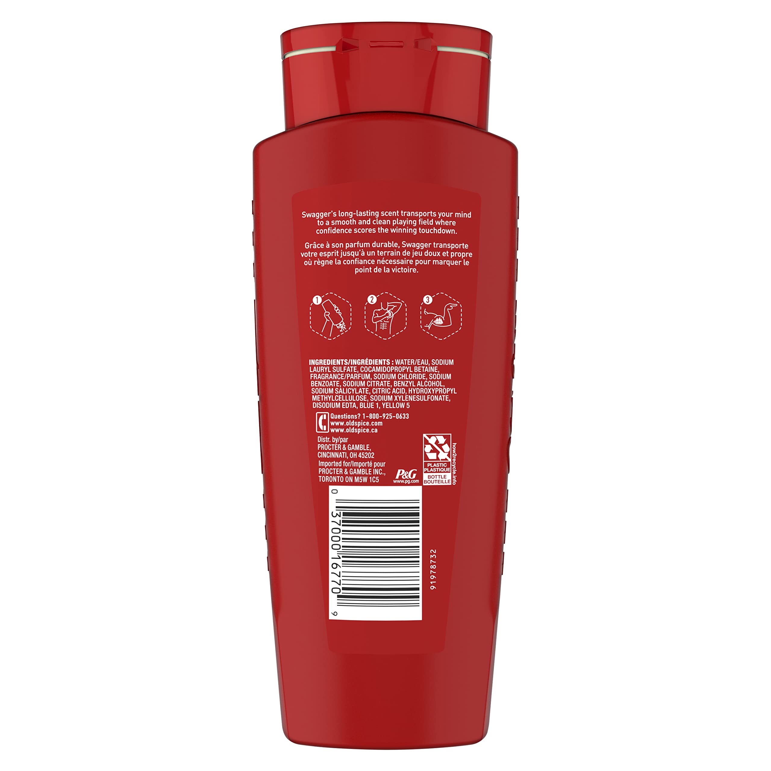 Old Spice Men's Body Wash, Swagger Scent, Red Collection 16 Fl Oz (Pack of 4)
