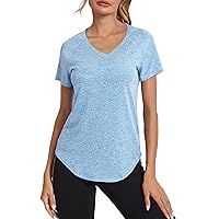 Wayleb Women's Gym Tops Ladies Sports T-Shirt, Workout Yoga Tops for Women, Basic Short Sleeve Tee Shirts, Summer Quick Dry Fitness Gym T Shirt Loose Activewear for Running Gym Exercise