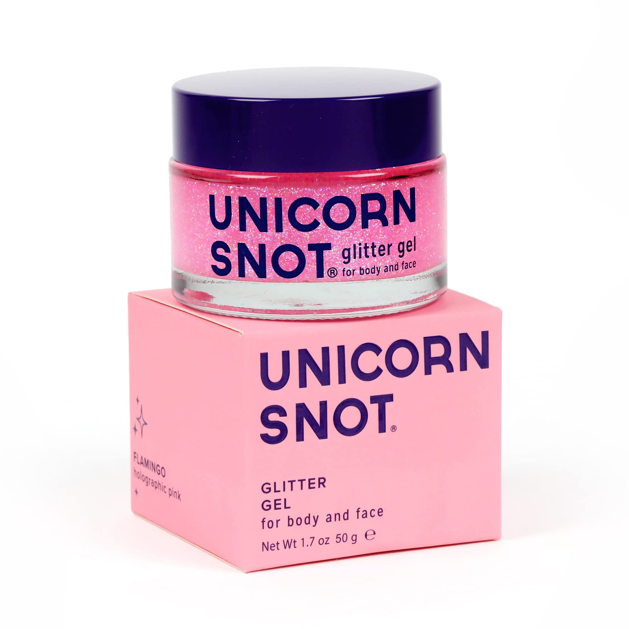Unicorn Snot Holographic Body Glitter Gel for Body, Face, Hair - Vegan & Cruelty Free - 1.7 oz (Flamingo)
