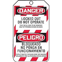 Accuform Lockout Tags, Pack of 25, Bilingual Danger Locked Out Do Not Operate, US Made OSHA Compliant Tags, Tear & Water Resistant PF-Cardstock, 5.75