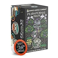 Flavored Coffee Bones Cups Pear-A-Normal Brew Flavored Pods Caramel & Spiced Pear Flavor | 12ct Single-Serve Coffee Pods Compatible with Keurig 1.0 & 2.0 Keurig Coffee Maker