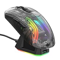 X2 Pro Wireless Gaming Mouse with RGB Charging Dock,Tri-Mode PC Gaming Mice 2.4G/Bluetooth/Wired,Noiseless Mouse RGB Backlit,Transparent Shell,PixArt 3212 4000 DPI,for Win/MAC,Black