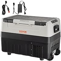 VEVOR Car Refrigerator, 12 Volt Car Refrigerator Fridge, 58 QT/55 L Dual Zone Portable Freezer, -4℉-50℉ Adjustable Range, 12/24V DC and 100-240V AC Compressor Cooler for Outdoor, Camping, Travel, RV