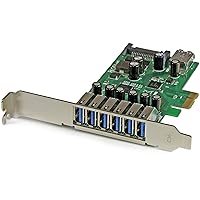 StarTech.com 7 Port PCI Express USB 3.0 Card - 5Gbps - Standard & Low-Profile - SATA Power - UASP Support - 1 Internal & 6 External USB 3.0 Ports (PEXUSB3S7)