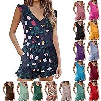 Romper Swimsuits for Women, Women Swim Romper with Built in Bra and Pockets, One Piece Full Coverage Bathing Suits