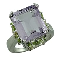 Carillon Pink Amethyst Octagon Shape 9.31 Carat Natural Earth Mined Gemstone 925 Sterling Silver Ring Unique Jewelry for Women & Men
