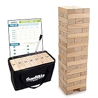 Giantville Giant Tumbling Timber Toy - Premium Pine Wood Life-Size Blocks Tower - Big Floor/Board Indoor/Outdoor Yard Game for Kids & Adults - 56-Pieces + Carry/Storage Bag - Grows to Over 4-Feet