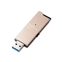 Elecom MF-DAU3128GGD USB Memory, USB 3.0 Compatible, Slide Type, High Speed Transfer, Aluminum Material, 128 GB, Gold