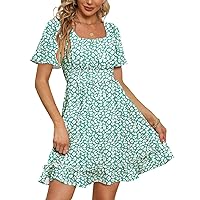 WEESO Summer Dress for Women Beach Petite Dress for Teens Polka Dot Green M