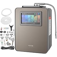 VEVOR Alkaline Water Ionizer Machine, pH 3-11.2 Alkaline Acidic Hydrogen Water Purifier, 6 Water Settings Home Filtration System, Up to -800mV ORP, 9000L Per Filter, UV Function, Water Heating