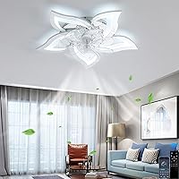 YFouCnd I Reversible Ceiling Fan with Lighting and Remote Control App Ceiling Fan Light 6 Speed Quiet Dimmable Fan Lamp DC Modern for Bedroom Living Room White