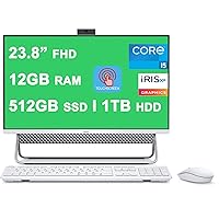 Dell Inspiron 24 5000 5400 All-in-One Desktop 23.8” FHD AIT Infinity Touchscreen 11th Gen Intel 4-Core i5-1135G7 (Beats i7-10710U) 12GB RAM 512GB SSD + 1TB HDD USB-C HDMI Win11 Silver (Renewed)