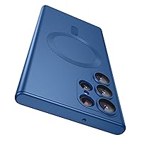 Matte for Samsung Galaxy S22 Ultra Case, Compatible with MagSafe, Slim Thin Magnetic Cover with Built-in Camera Lens Protector Shockproof Phone Shell (Blue)