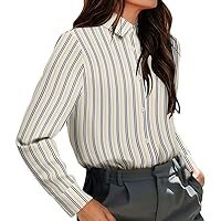 Magritta Work Shirts for Women Dressy Fitted Long Sleeve Button Down Collared Office Blouses