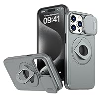Stand Phone Case for iPhone 15/15pro/15pro Max/15 Plus, Sliding Camera Cover, Invisible Stand, Ultra-Thin Anti-Fall Phone Case,15plus,Black (Grey,15)